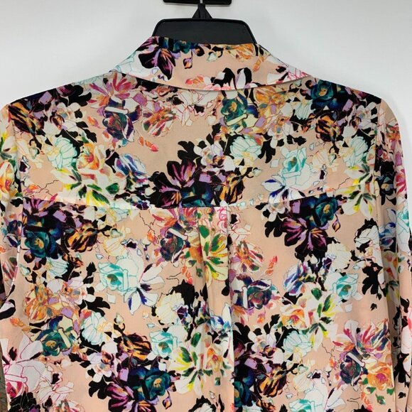 Express Portofino Shirt Pink Floral Print Button Down Long Sleeve - Picture 8 of 10
